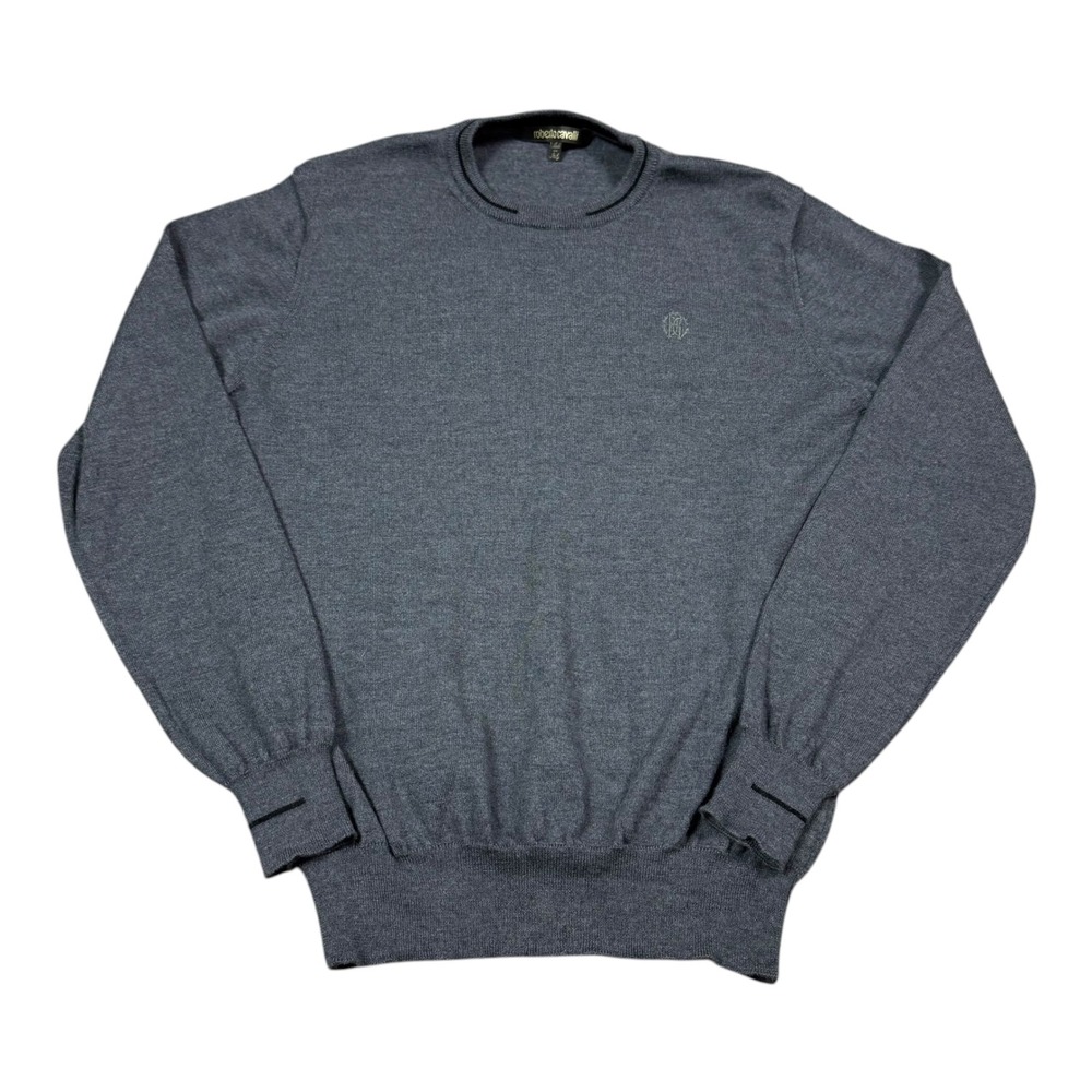 Roberto Cavalli Wool Gray Crewneck Pullover Sweater Men's Medium